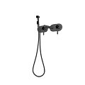 Wall Mounted Shower Faucet With Handheld Showerhead Control Knobs And Flexible Hose