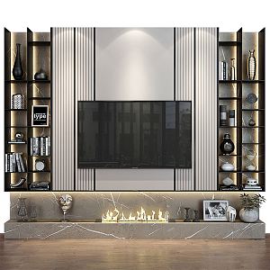 Modern TV background wall TV cabinet TV wall 3d model