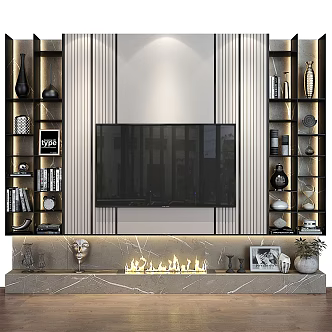 Modern TV background wall TV cabinet TV wall 3d model