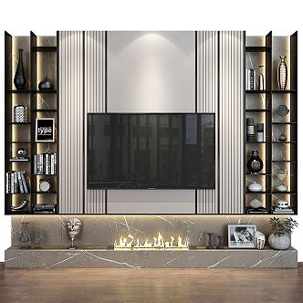 Modern TV background wall TV cabinet TV wall 3d model