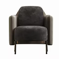 Elegant Modern Single Sofa With Gray Velvet Upholstery And Metal Legs Design