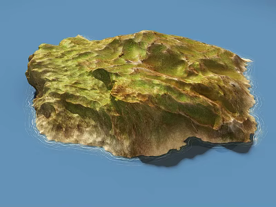 Aerial Planning of Island Terrain with Green Vegetation and Blue Water Area 3d model Aerial Planning of Island Terrain with Green Vegetation and Blue Water Area 3d model