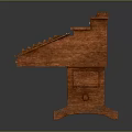 Traditional Wooden Desk With Red Top Surface And Layered Drawer Design
