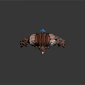 Fierce Brown Game Character With Blue Shoulder Wings Purple Armor And Sharp Claws