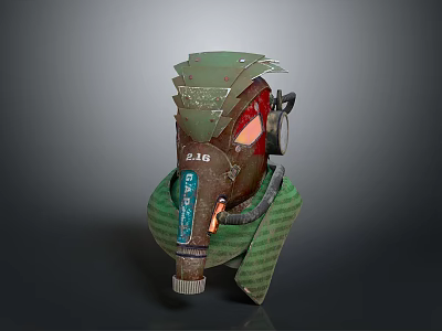 Tactical Weapon Mask Design With Green Shell Red Lens And Number 216 3d model