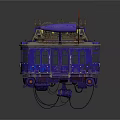 Purple Cosmic Space Airship with Multiple Propellers and Futuristic Structural Design