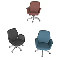 Modern Leather Office Chairs Black Red Blue With Armrests Swivel Wheels