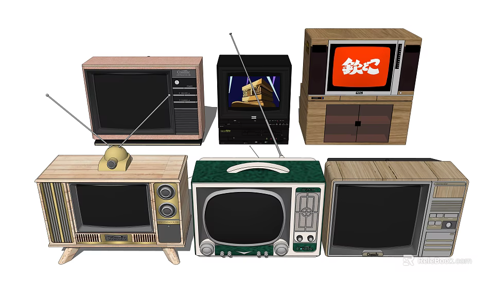 Vintage Televisions Collection Featuring Various Retro Designs and Classic Styles 3d model 