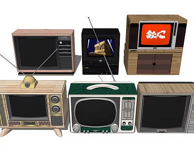 Vintage Televisions Collection Featuring Various Retro Designs and Classic Styles 3d model
