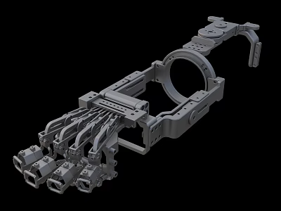 Industrial Robotic Equipment Featuring Precision Mechanical Arms and Circular Metal Ring Structure 3d model