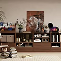 Quiet Ancient Bookcase Combination Bookcase Decorative Bookcase Book Decoration 3d model