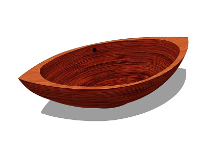 Wooden Boat Shaped Bathtub With Natural Wood Texture And Smooth Curved Edges 3d model