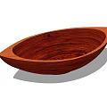 Wooden Boat Shaped Bathtub With Natural Wood Texture And Smooth Curved Edges