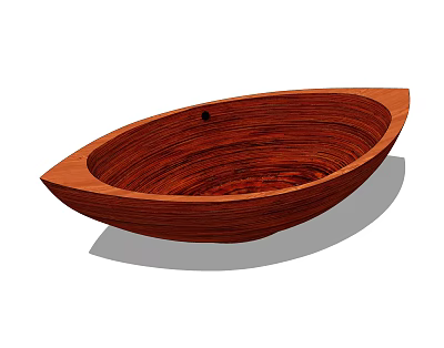 Wooden Boat Shaped Bathtub With Natural Wood Texture And Smooth Curved Edges 3d model