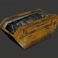 Orange Worn Skip Bin Filled With Black Waste On Dark Surface SKIP HIRE 3d model