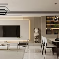Modern Dining and Living Room Interior Design With Sofa Dining Table And Pendant Lights