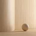 Light Wood Grain Surface With Color Swatches And Wooden Sphere Decoration