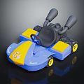 Colorful Blue And Yellow Toy Car With Black Seat And Yellow Wheels