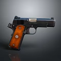 Classic Pistol With Wooden Grip And Black Metal Body Design Details