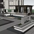 Garden Landscape Design With Buildings Green Spaces Paths And Water Features