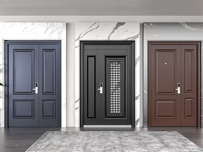 Stylish Security Doors in Multiple Colors with Grid Panel for Home Safety 3d model