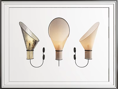 Modern Wall Lamps With Unique Shaped Glass Shades And Artistic Wall Mounted Design 3d model