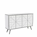 Modern Wooden Cabinet With Geometric Pattern Doors And Black Legs