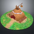 Traditional Thatched House With Thatched Roof Decorative Entrance Cloth Green Grass And Pathway To Doorway