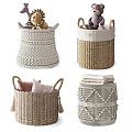 Woven Rattan and Knitted Storage Baskets for Toys Clothes Books Home Organizing