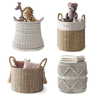 Modern Storage Basket Laundry Basket Clothes Basket Weaving Basket Dirty Clothes Basket 3d model