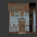 Vintage Small Building Model With Rusty Roof Weathered Wooden Walls Small Windows And Door