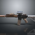 Tactical Rifle With Scope And Accessories Brown Black Finish Barrel Adjustable Stock