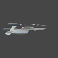 Disc Shaped Starship With Red Engines In Starry Space Background