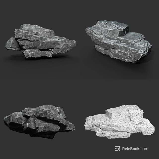 Different Stone and Wood Material Samples with Various Textures and Colors 3d model