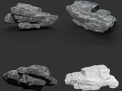 Different Stone and Wood Material Samples with Various Textures and Colors 3d model
