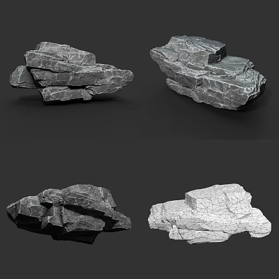Different Stone and Wood Material Samples with Various Textures and Colors 3d model
