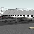 White Canopy Structure Covering Parking Area With Multiple Cars And Support Poles