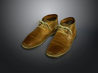 Brown Leather Lace up Shoes With Classic Design For Daily Use 3d model