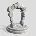Stone Archway Structure With Carved Stones Circular Design And Pedestal Base