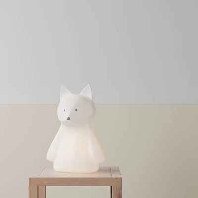 Cute White Fox Shaped Table Lamp With Animal Design For Kids Room Decor 3d model