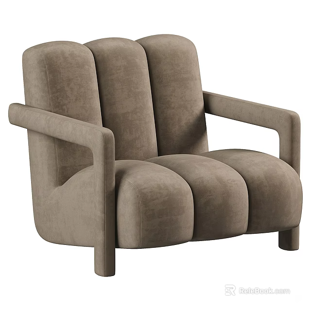 Modern Light Brown Fabric Single Sofa With Sleek Armrests And Comfortable Design 3d model 