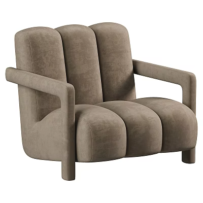 Modern Light Brown Fabric Single Sofa With Sleek Armrests And Comfortable Design 3d model