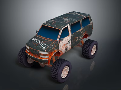 Toy Off Road Vehicle With Camouflage Paint Rusty Exterior And Large Tires 3d model