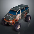Toy Off Road Vehicle With Camouflage Paint Rusty Exterior And Large Tires