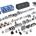 Industrial Plant Featuring Diverse Manufacturing Machinery Robotic Arms and Production Tools