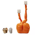 Orange Abstract Human Form Candle Lamp with Two White Candles and Decorative Small Containers