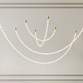 Elegant Modern Chandelier With Layered Pearl Chains And Contemporary Hanging Design