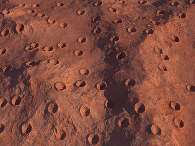 Red Textured Surface With Numerous Circular Holes And Natural Patterns Close Up View 3d model