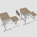 Modern Student Desk and Chair Set With Wooden Top and White Frame