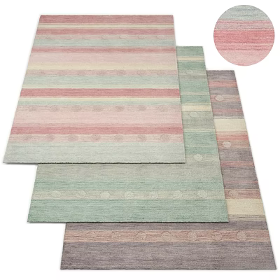 Square Rugs With Pastel Colors Striped And Dotted Patterns For Home Decor 3d model